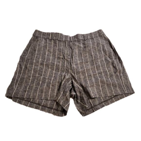 Lane Bryant striped boho Grey and white linen blend shorts plus size 20‎ - Picture 1 of 7